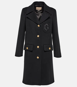 Gucci Double G embroidered wool coat