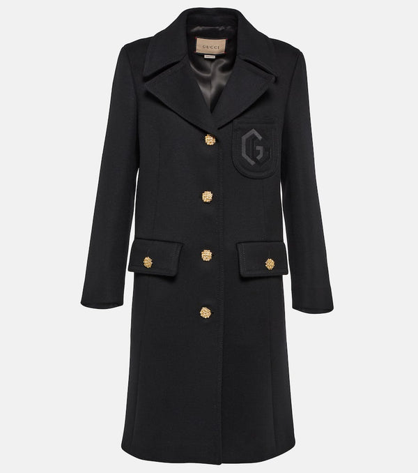 Gucci Double G embroidered wool coat