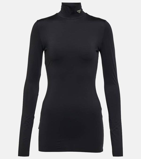 Prada Logo jersey high-neck top