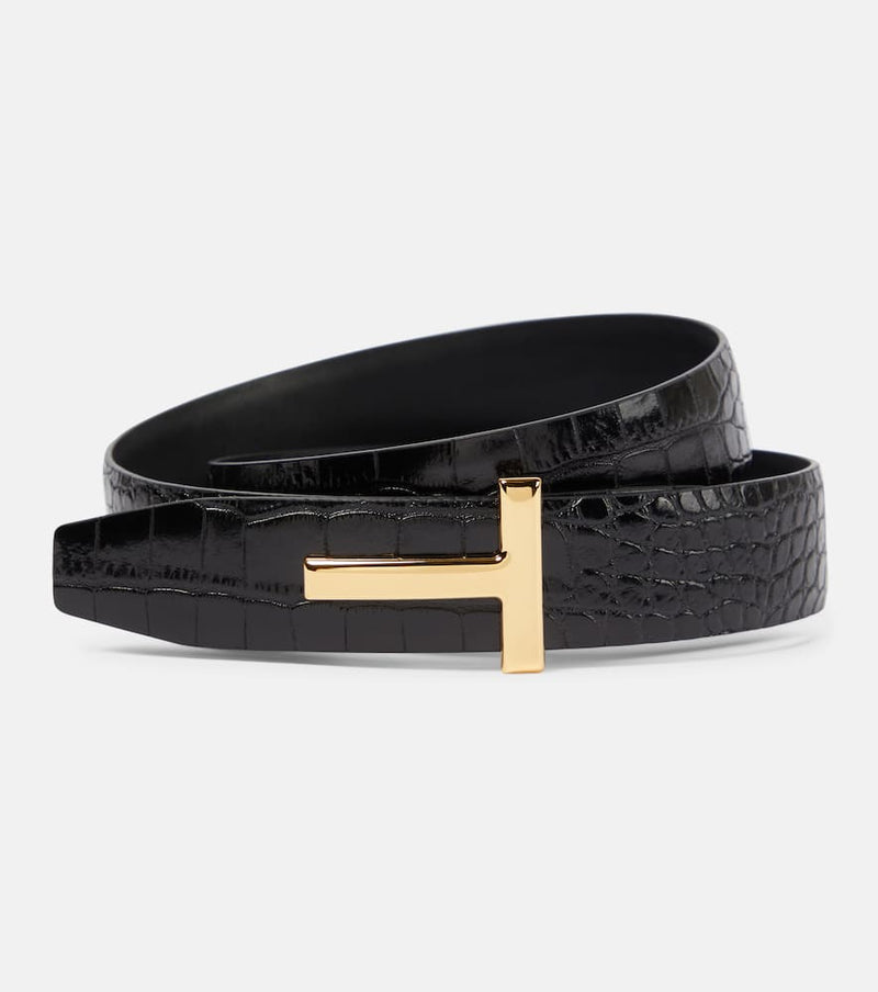 Tom Ford Monogram croc-effect leather belt