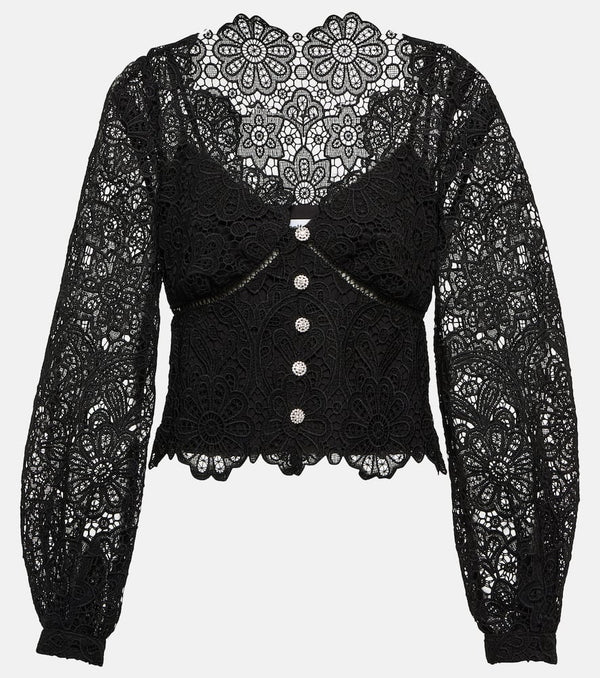 Self-Portrait Embellished lace blouse