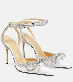 Mach & Mach Double Bow embellished satin pumps