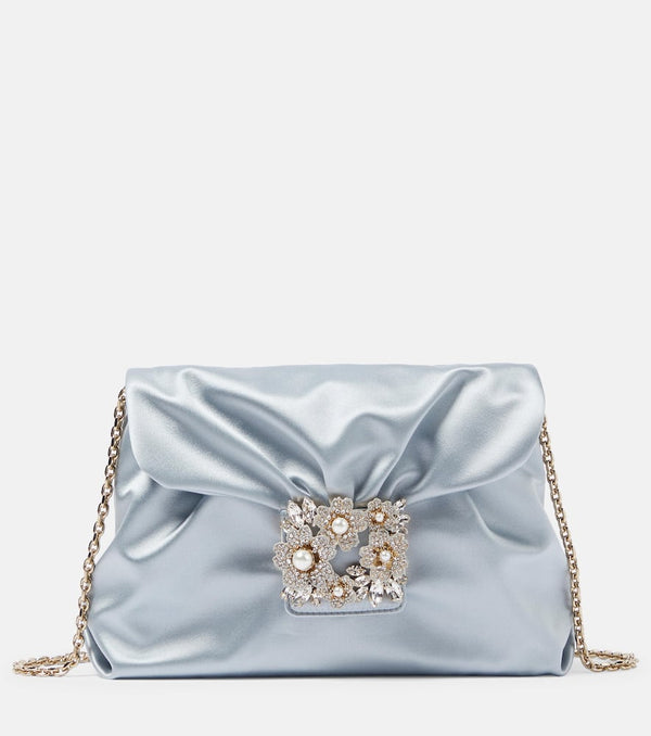 Roger Vivier RV Drapé Bouquet Mini satin clutch