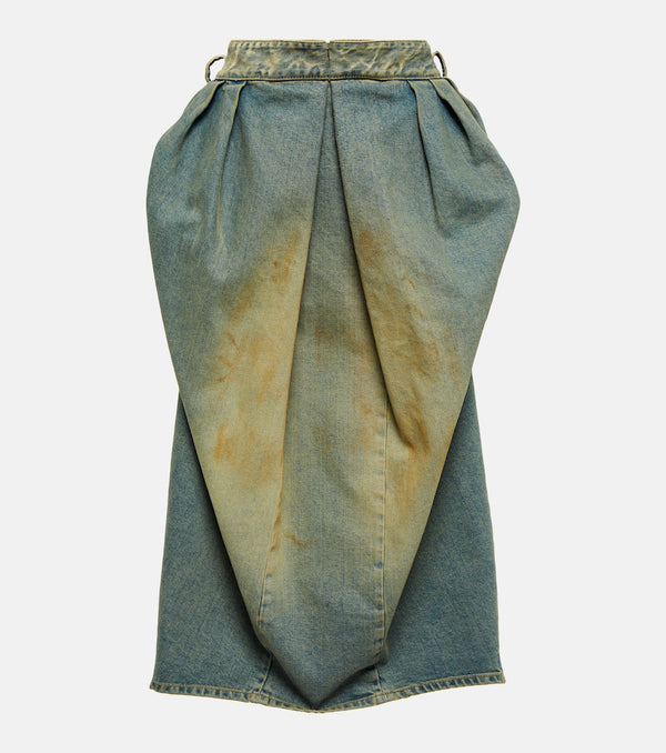 Maison Margiela Pleated denim midi skirt