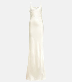 Victoria Beckham Bridal lace-trimmed satin maxi dress