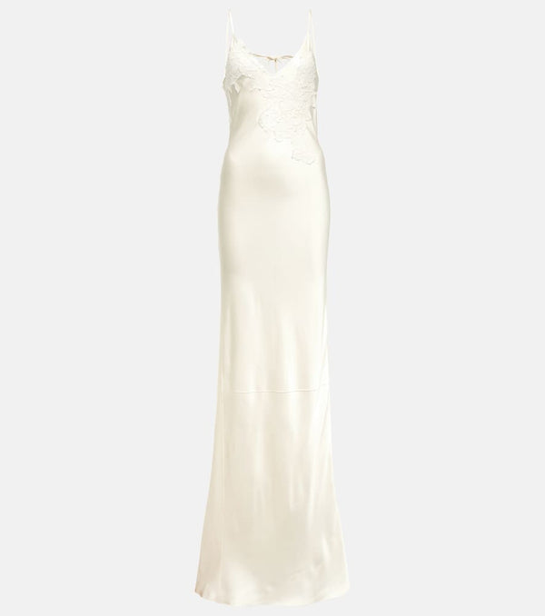 Victoria Beckham Bridal lace-trimmed satin maxi dress