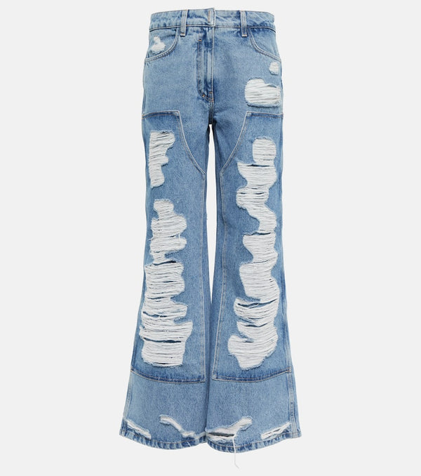 Givenchy Distressed mid-rise wide-leg jeans