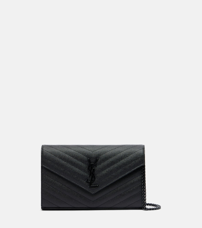 Saint Laurent Cassandre matelasse leather wallet on chain