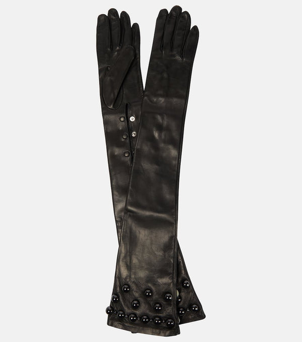 Erdem Embellished leather gloves