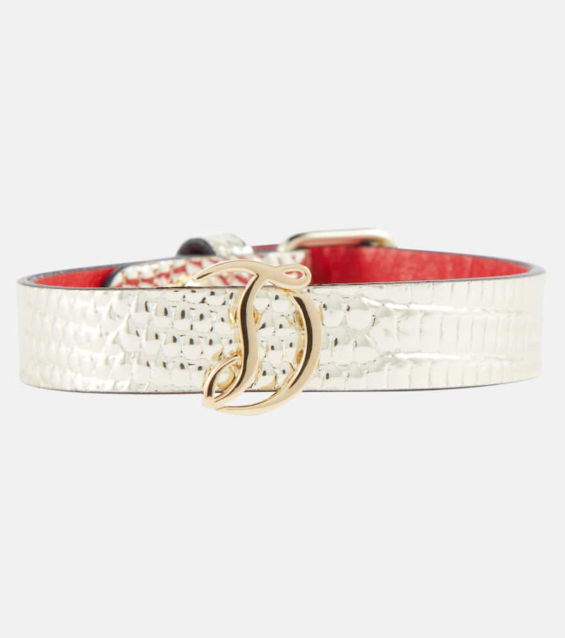 Christian Louboutin Loubilink Lizard-Effect Leather Bracelet Silver