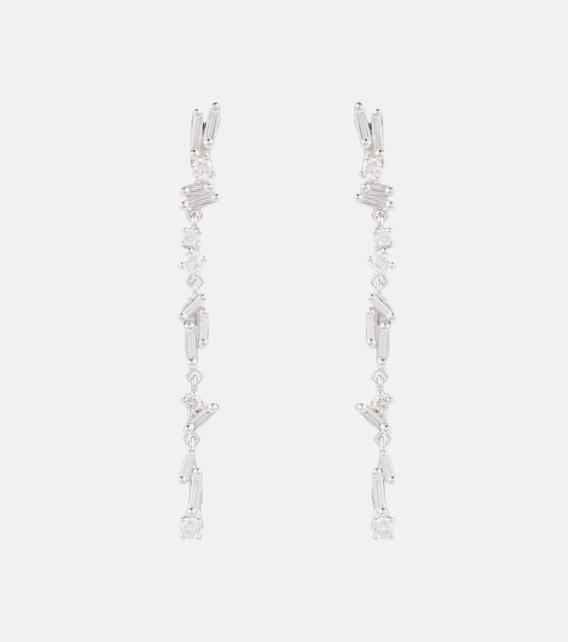 Suzanne Kalan Classic 18kt white gold drop earrings with diamonds