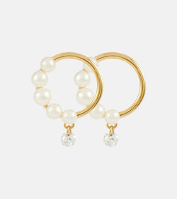 Persée Aphrodite 18kt gold hoop earrings with pearls and diamonds