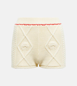 Marine Serre Cable-knit wool shorts