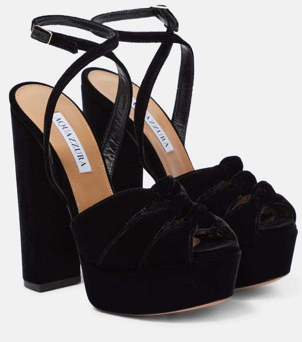 Aquazzura Mira velvet platform sandals