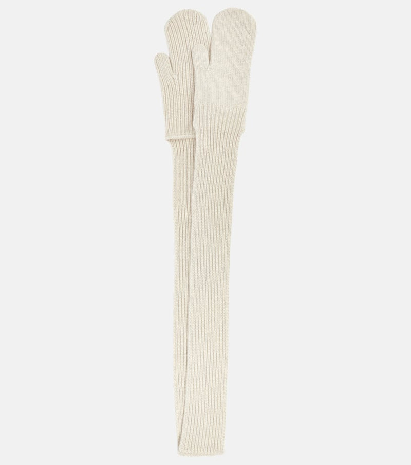 Max Mara Fly ribbed-knit cashmere gloves