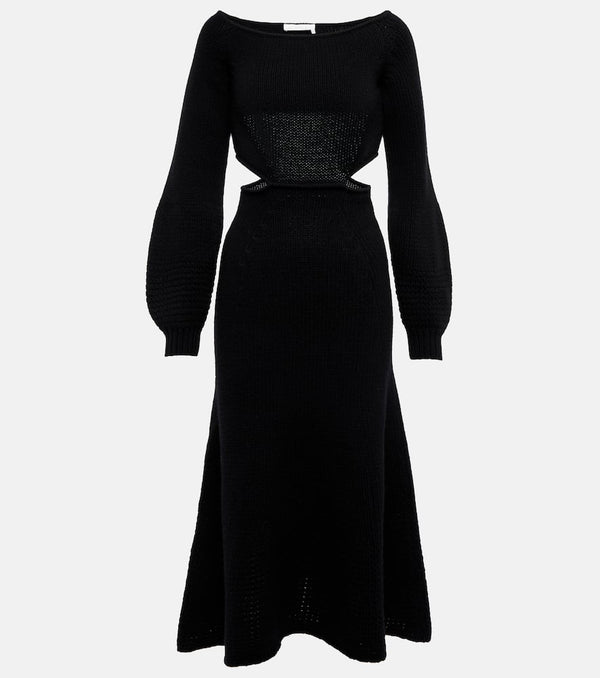 Chloé Cutout cashmere and wool midi dress