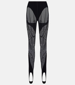 Wolford x Mugler Flock Shaping paneled stirrup leggings