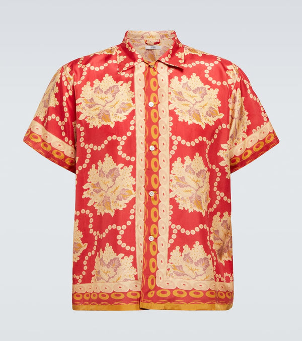 Bode Coral Bells silk bowling shirt