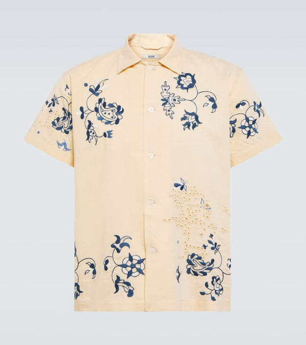 Bode Mended Floral cotton and linen shirt