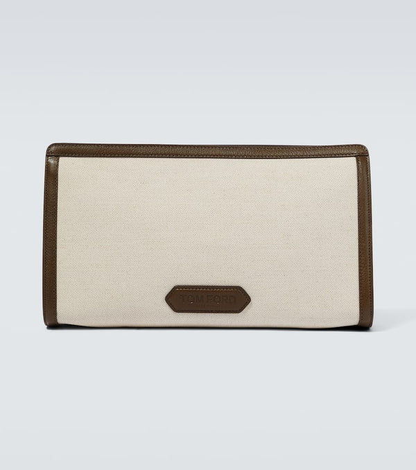 Tom Ford Leather-trimmed canvas pouch