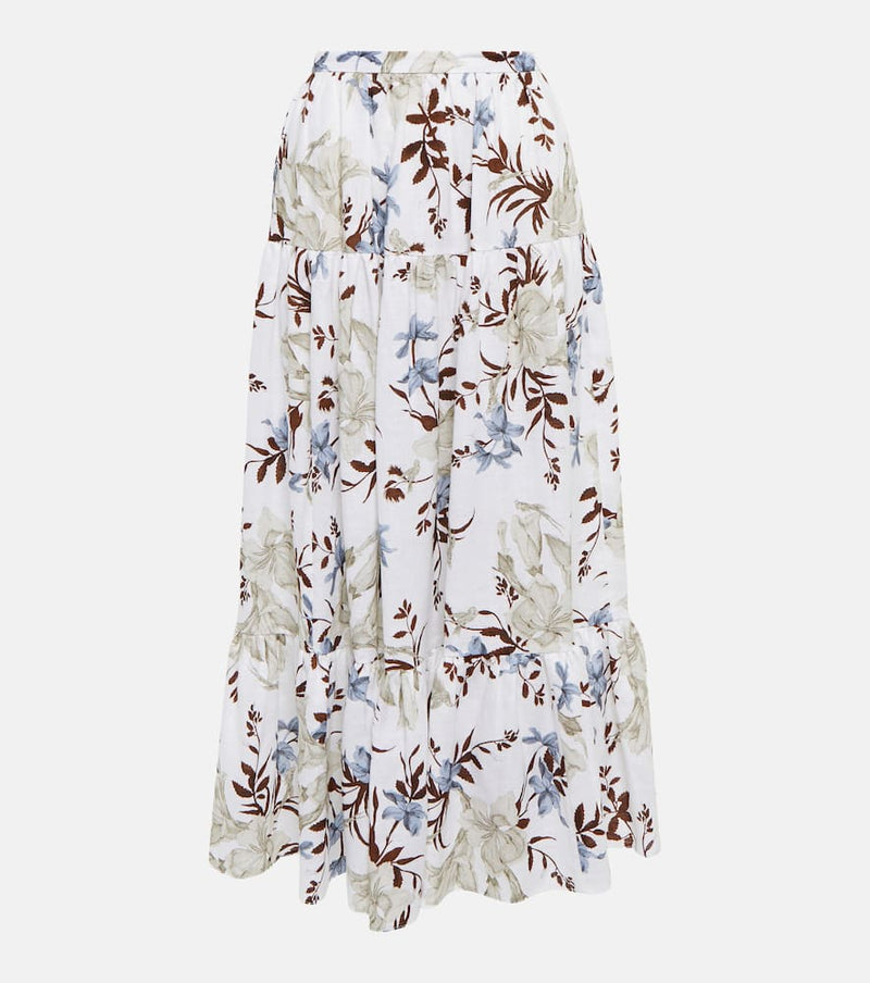 Erdem Olympia printed linen midi skirt