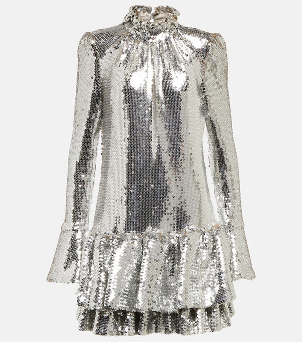 Rabanne Ruffle-trimmed sequined minidress