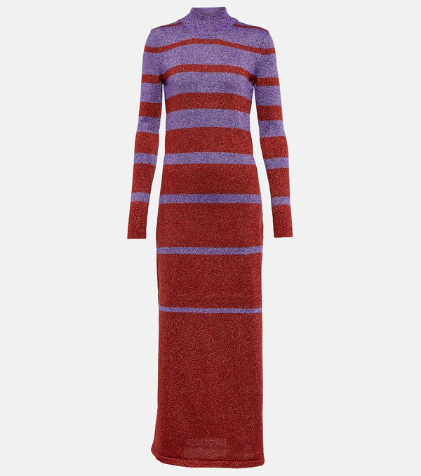 Rabanne Striped metallic knit maxi dress