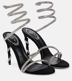 Rene Caovilla Cleo crystal-embellished velvet sandals