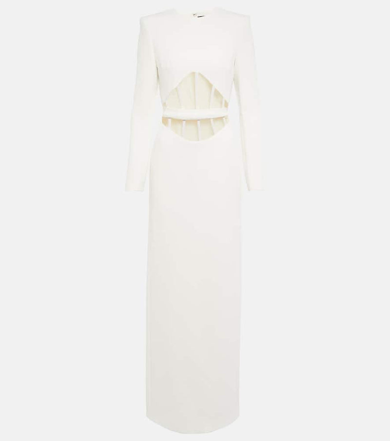 David Koma Mesh-trimmed cady gown