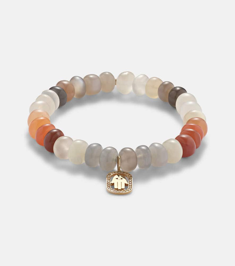 Sydney Evan 14kt gold and moonstone bracelet with diamonds
