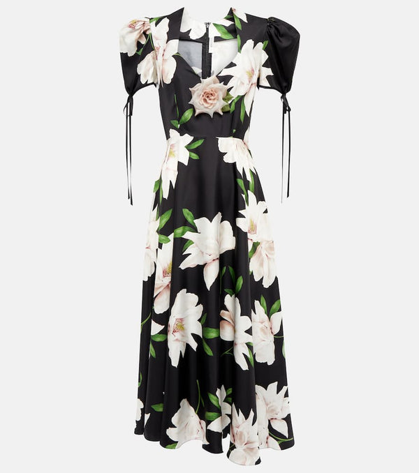 Rodarte Floral silk twill midi dress