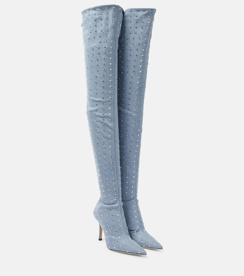 Paris Texas Holly Mama denim over-the-knee boots