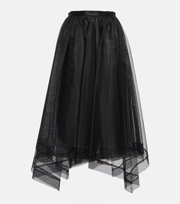 Alexander McQueen Asymmetrical tiered tulle midi skirt
