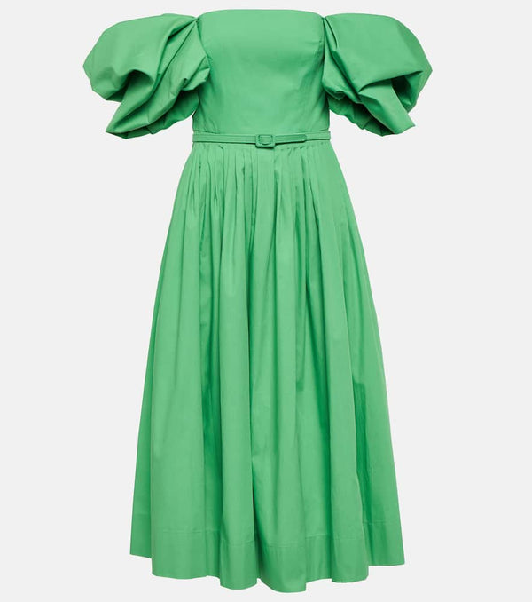 Oscar de la Renta Off-shoulder pleated cotton gown