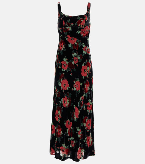 Rixo Benedict floral silk-blend velvet midi dress