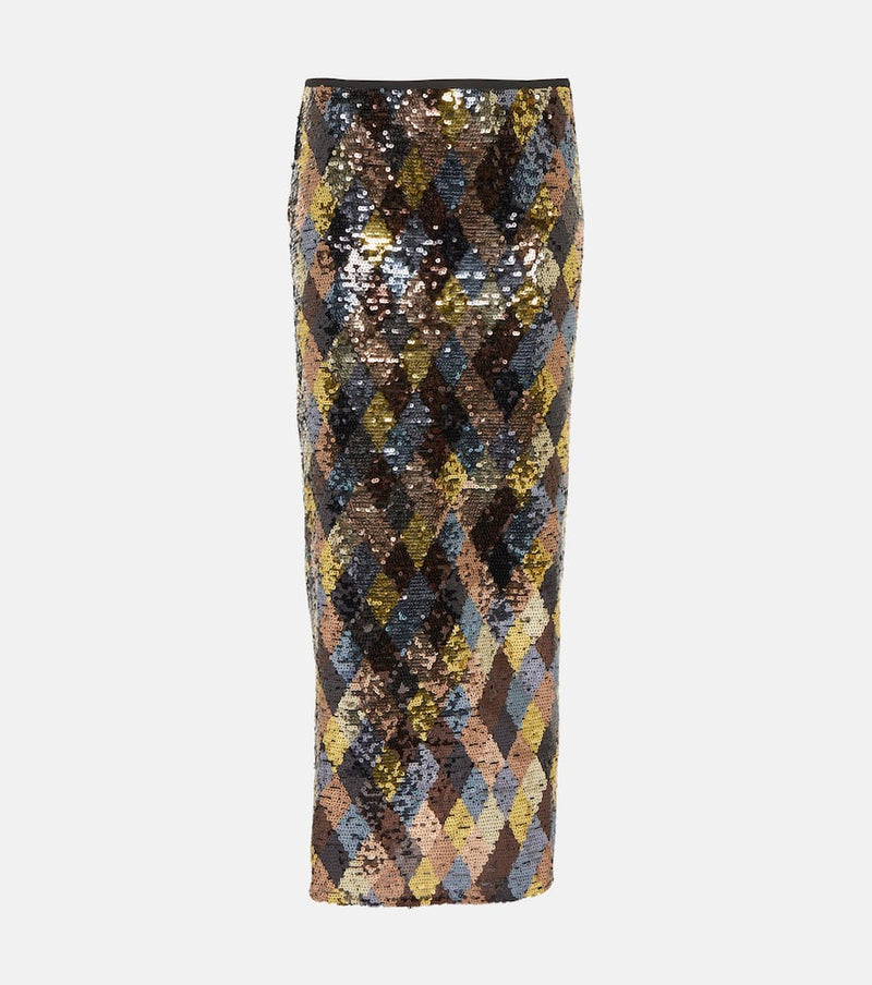 Rixo Kelly sequined crêpe midi skirt