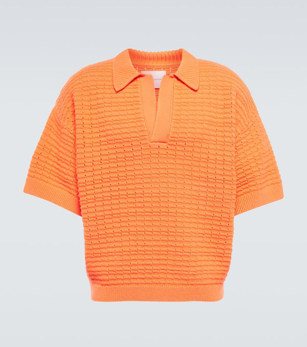 King & Tuckfield Pointelle wool polo shirt