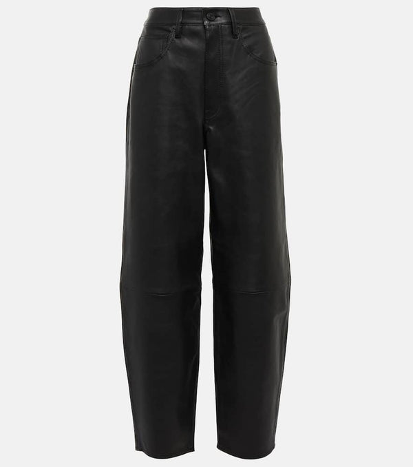 Frame High-rise wide-leg leather pants