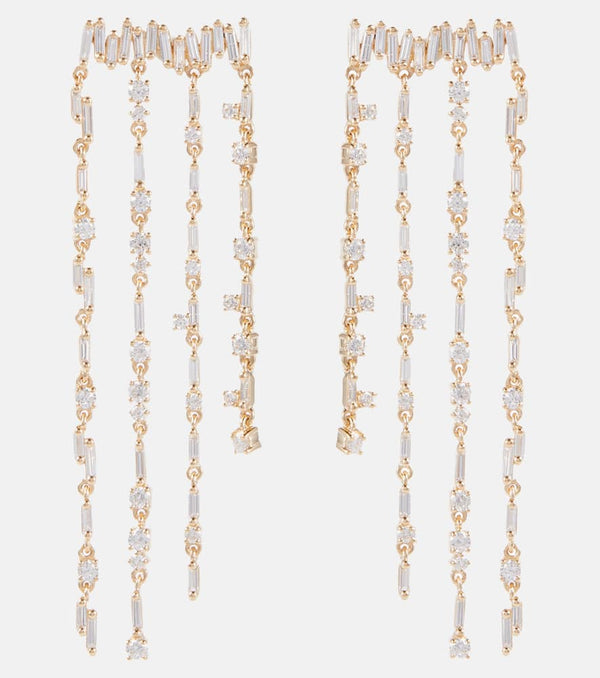 Suzanne Kalan 18kt gold fringe earrings with diamonds