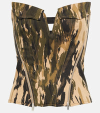 Dion Lee Printed Twill Corset Top Multicoloured