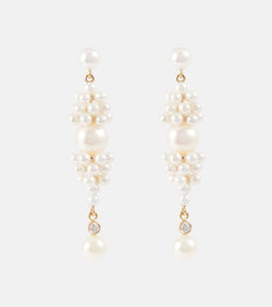 Sophie Bille Brahe Rêve de Diamant 14kt gold earrings with diamonds and pearls