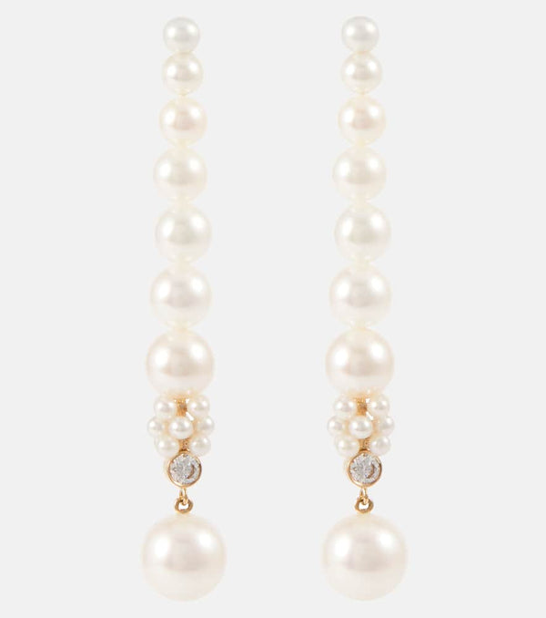 Sophie Bille Brahe Sienna Rêve 14kt gold earrings with diamonds and pearls