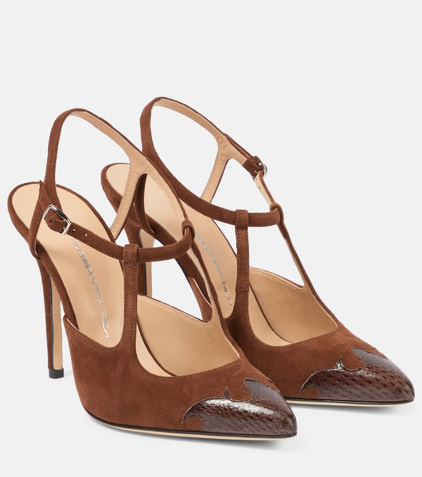 Alessandra Rich Suede slingback pumps