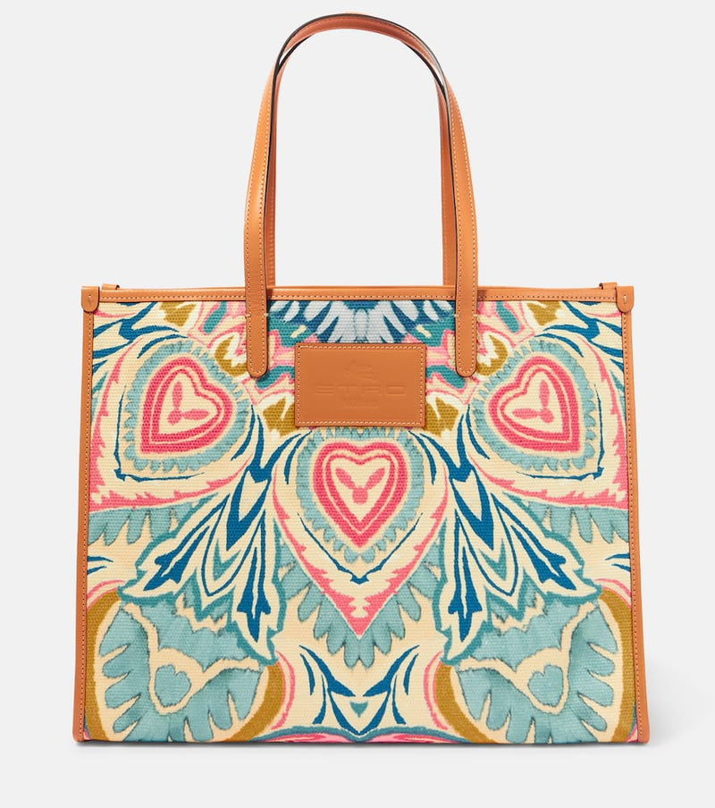 Etro Printed canvas tote bag