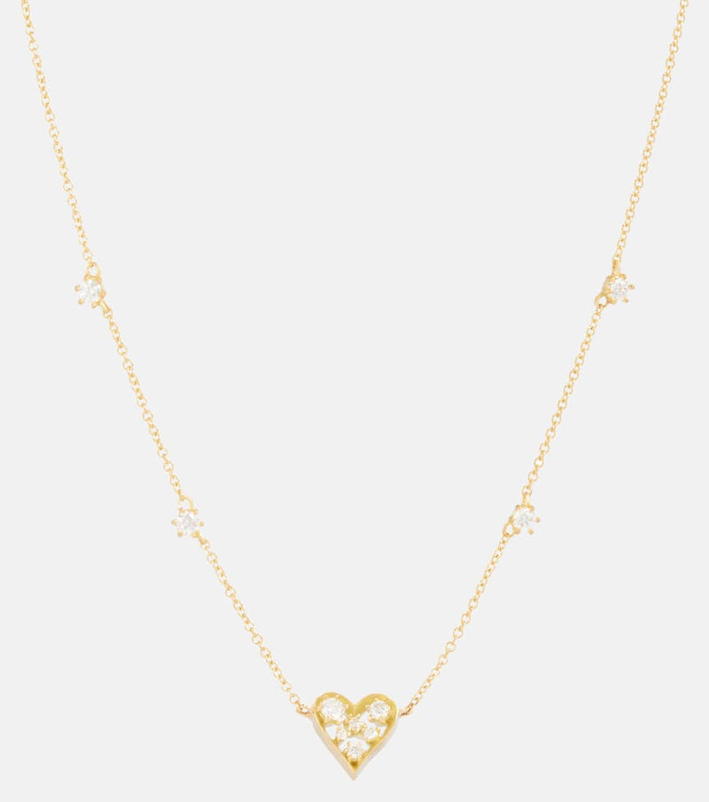 Jade Trau Margot Heart Mini 18kt gold necklace with diamonds