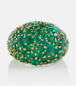 Octavia Elizabeth Green Earth Dome 18kt gold ring with emeralds