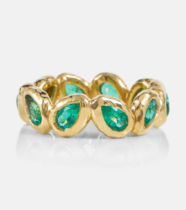 Octavia Elizabeth Nesting Gem 18kt gold eternity ring with emeralds