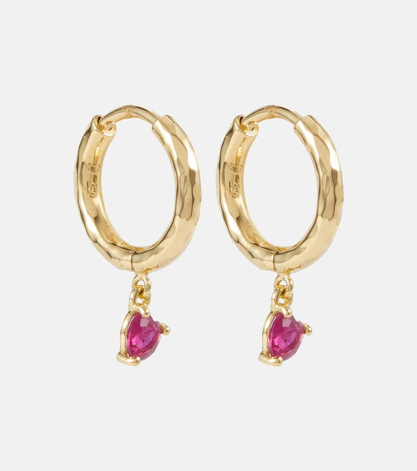 Octavia Elizabeth Charmed Micro Gabby 18kt gold hoop earrings with ruby