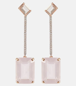 Mateo 14kt gold earrings with morganite, quartz and diamonds