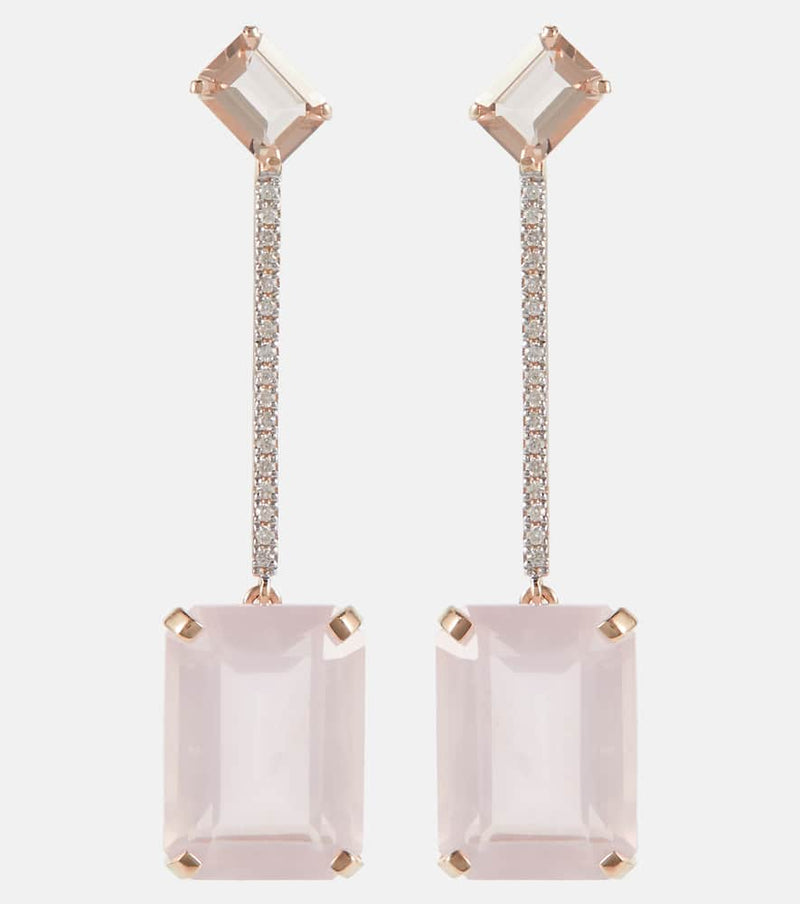Mateo 14kt gold earrings with morganite, quartz and diamonds